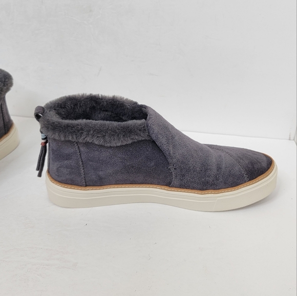 Toms Paxton Slip On Shoes Sneakers Suede Faux Shearling in Forged Iron Grey 8.5 - Picture 6 of 11